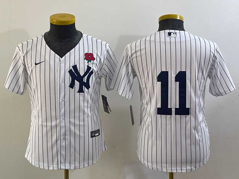 Youth New York Yankees #11 Anthony Volpe White Rose No Name Stitched Nike Cool Base Jersey->mlb youth jerseys->MLB Jersey